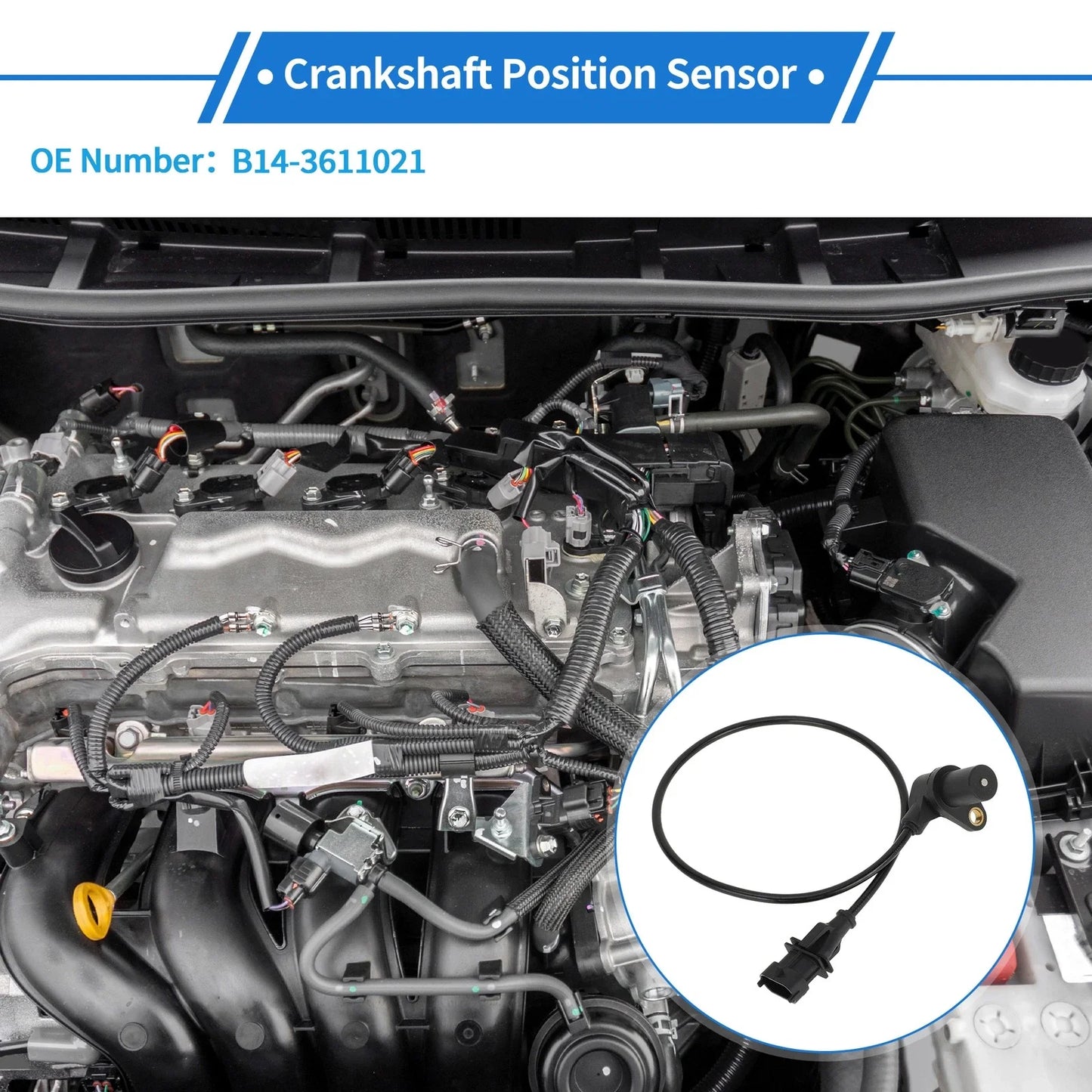 Crankshaft Position Sensor for BMW E46 (1998 - 2005) Black Plastic