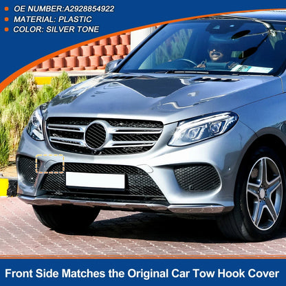 Front Bumper Tow Hook Cover for Mercedes-Benz GLE (2016-2023) Silver Tone