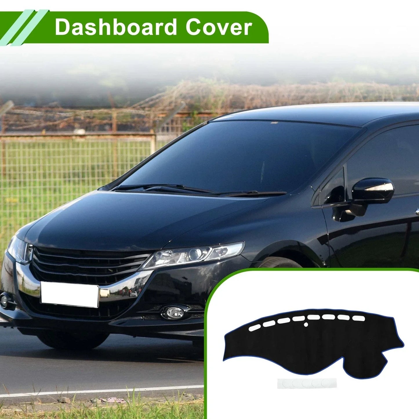 Dashboard Cover Mat for Honda Odyssey (2009-2014) Sun Protector Pad Black Blue