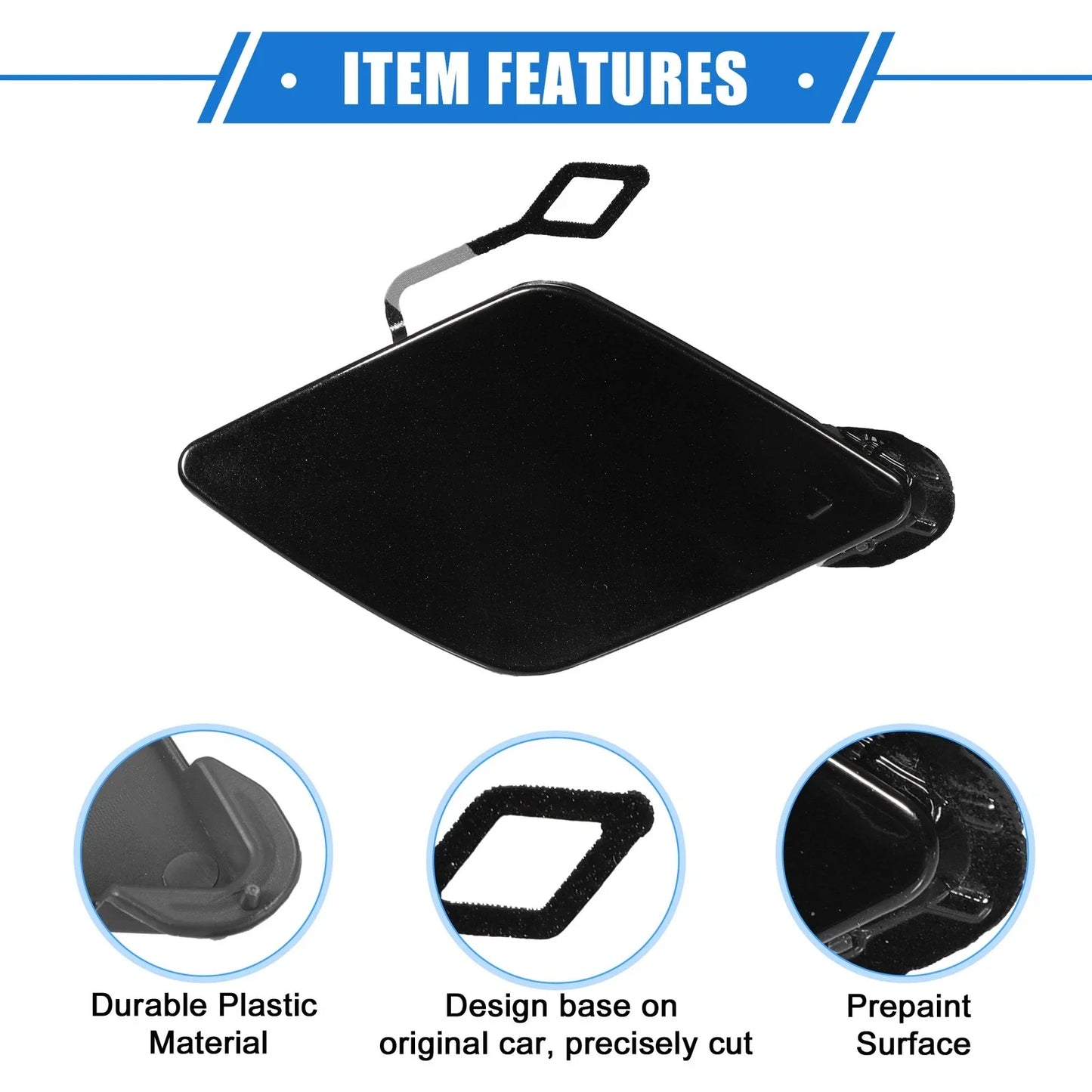 Front Right Tow Hook Eye Hole Cover Plastic Black for BMW 320i (2013-2018)