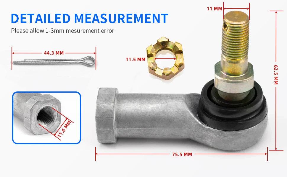2 x Tie Rod End Kit Left/Right for Honda Rincon 650/680 TRX650/TRX680 (2003–2010)