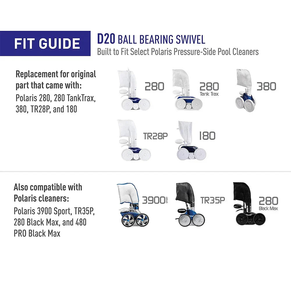 D20 Pool Cleaner Hose Swivel Connectors for Polaris 180 280 380 3900