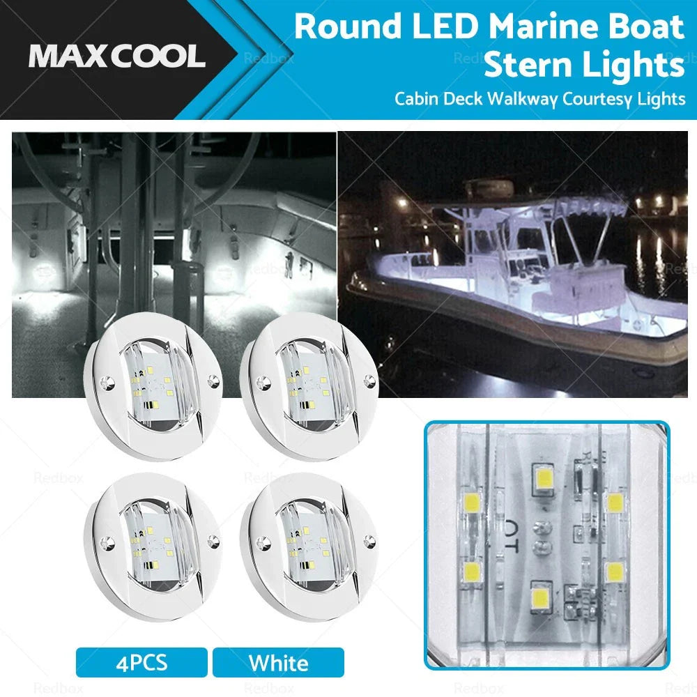 4 x Round LED Marine Boat Courtesy Lights - White (Various Years)