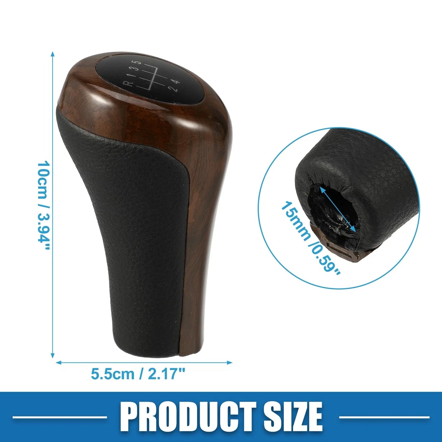 Gear Shift Knob 5 Speed for BMW Black Red Wood Pattern
