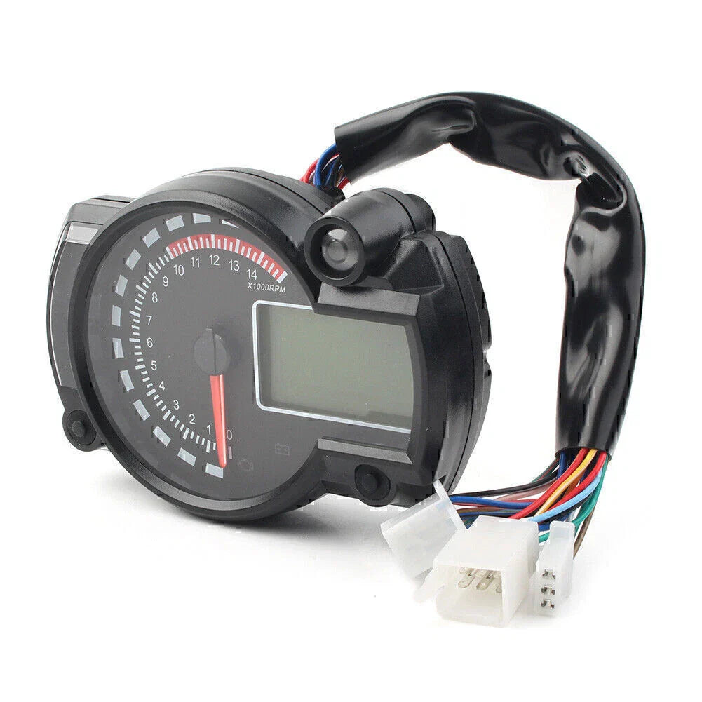 Universal LCD Digit Motorcycle Speedometer Tachometer Odometer 15000rpm