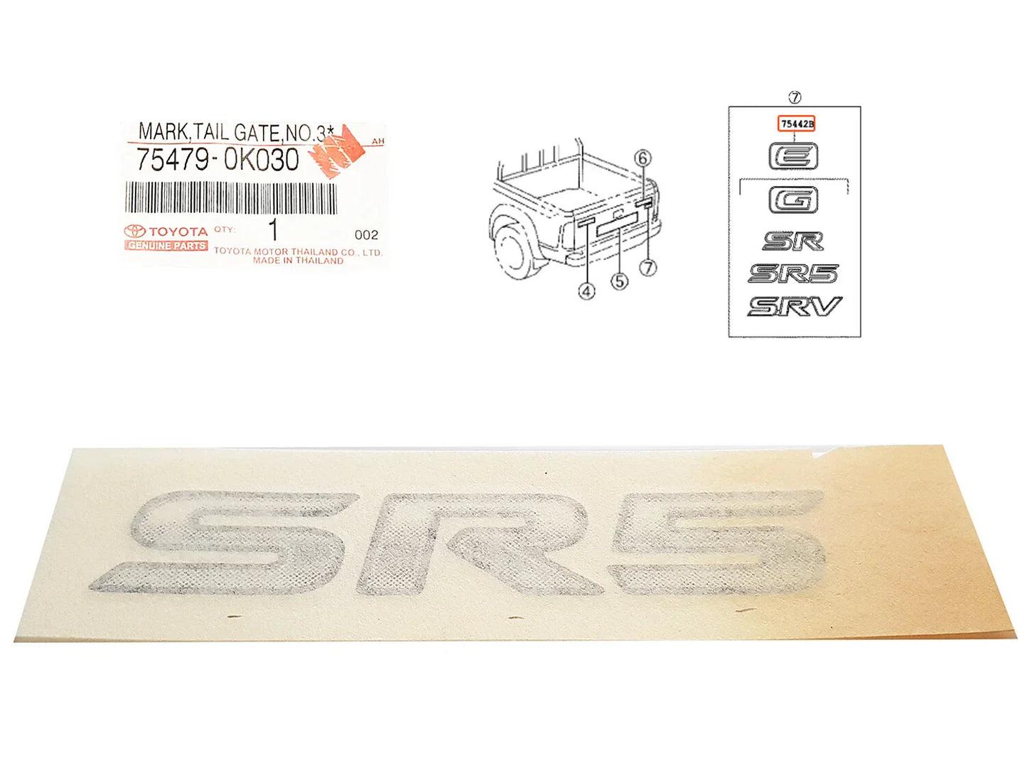 SR5 Decal Mark Back Door Tailgate Sticker for Toyota Hilux 4Runner