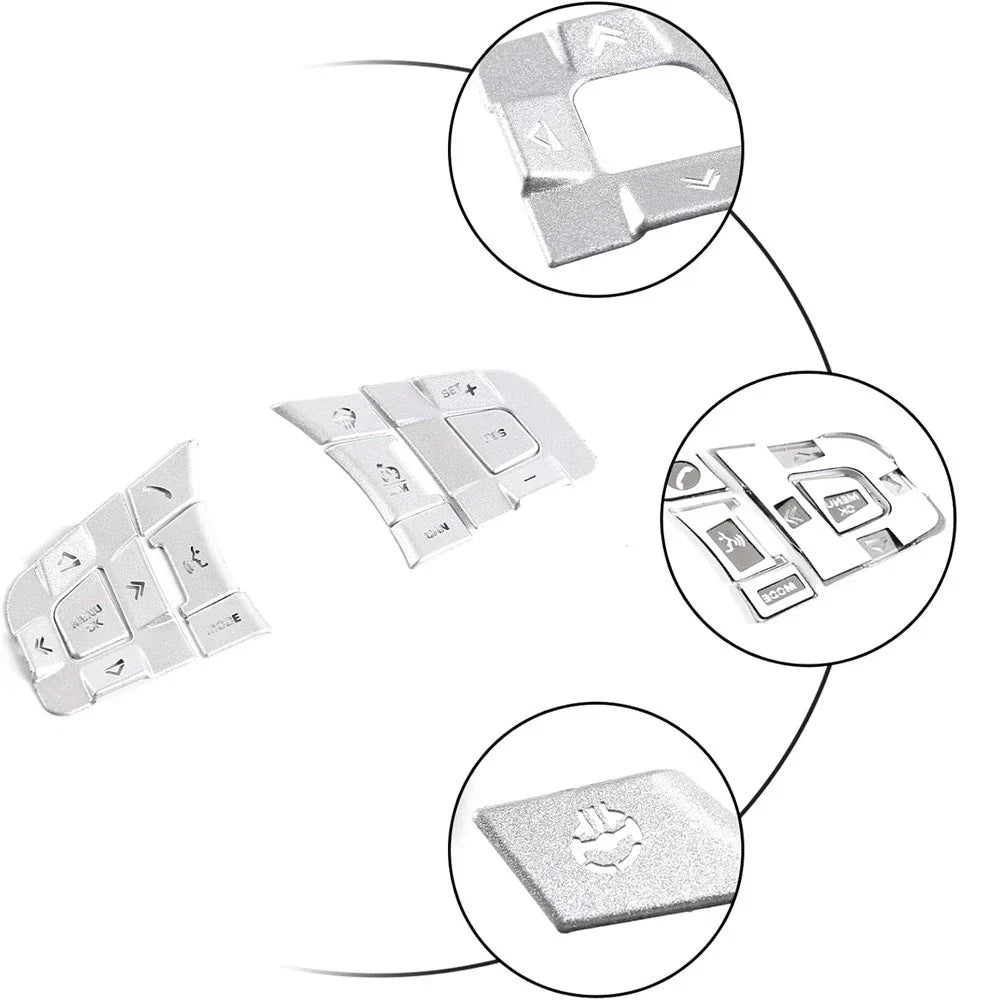 Silver Alloy Steering Wheel Button Cover Trim for Jaguar F-Pace, F-TYPE, XE, XF (2016-2023)