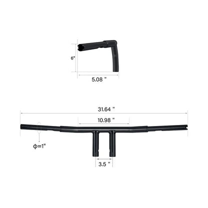 6" Rise Fat 1.25" T-Bars Handlebars for Harley FLST FXST