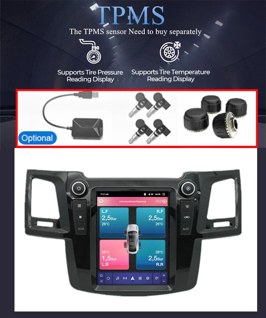 9.7" Android 10.1 Stereo Radio GPS for 2005-2014 Toyota Fortuner/Hilux