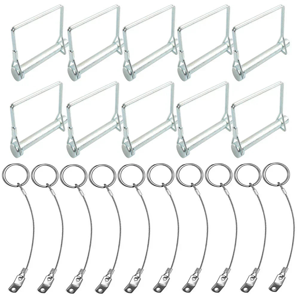 10x Square Trailer Pin & Anti-Lost Rope Safety Coupler Locking Pin Kit