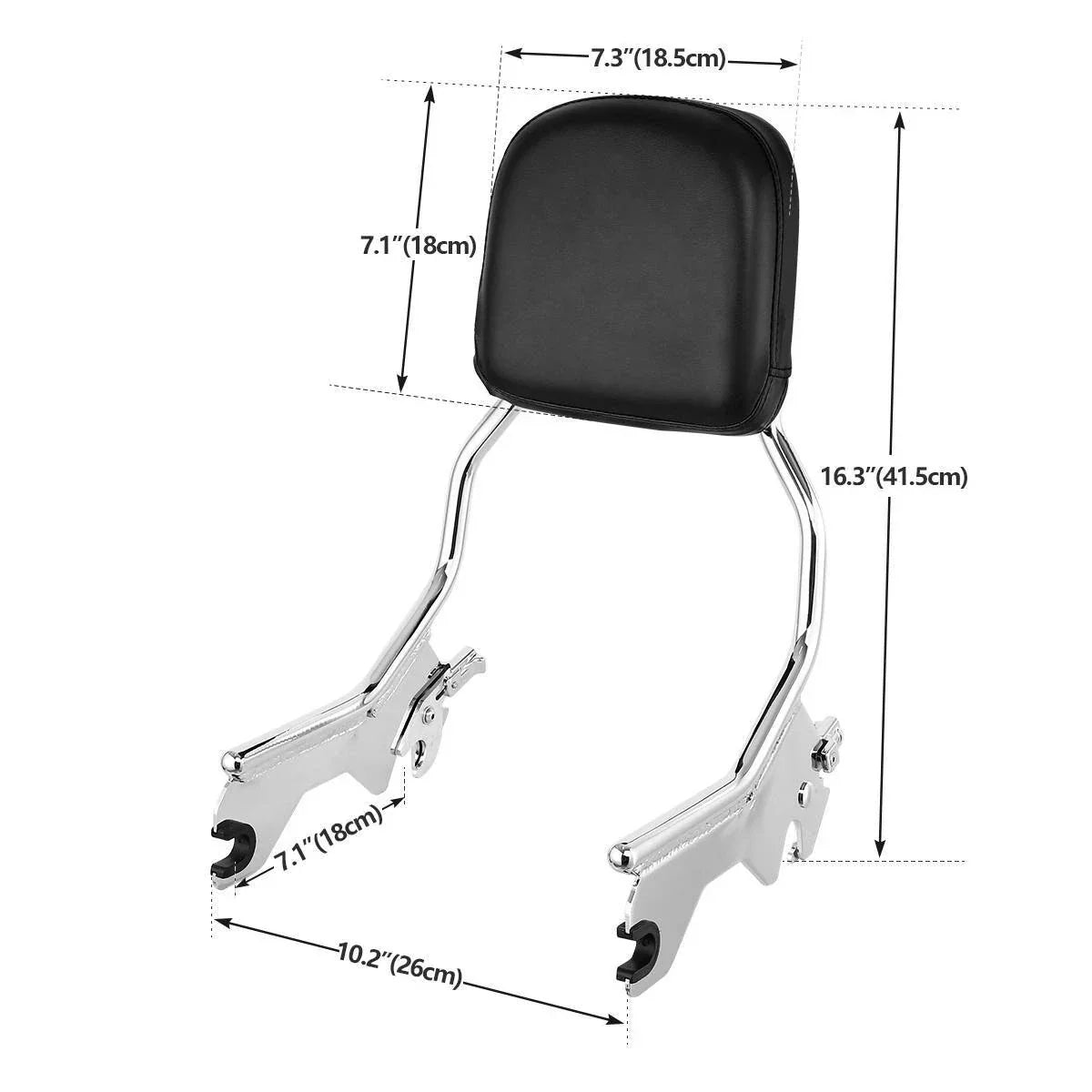 Black/Chrome Sissy Bar Backrest for Harley Softail Heritage (2018-2025)