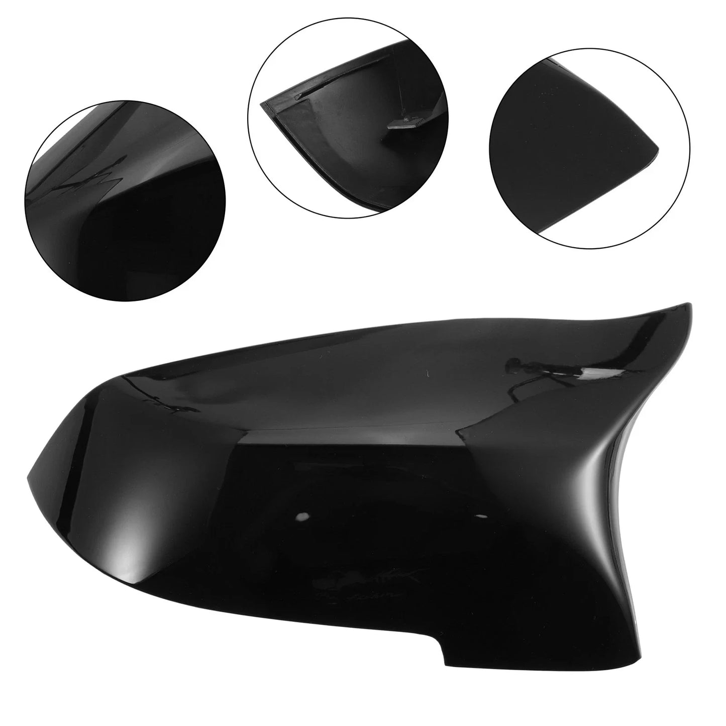Rear View Mirror Cover Shell Trim for BMW 528i Bright Black