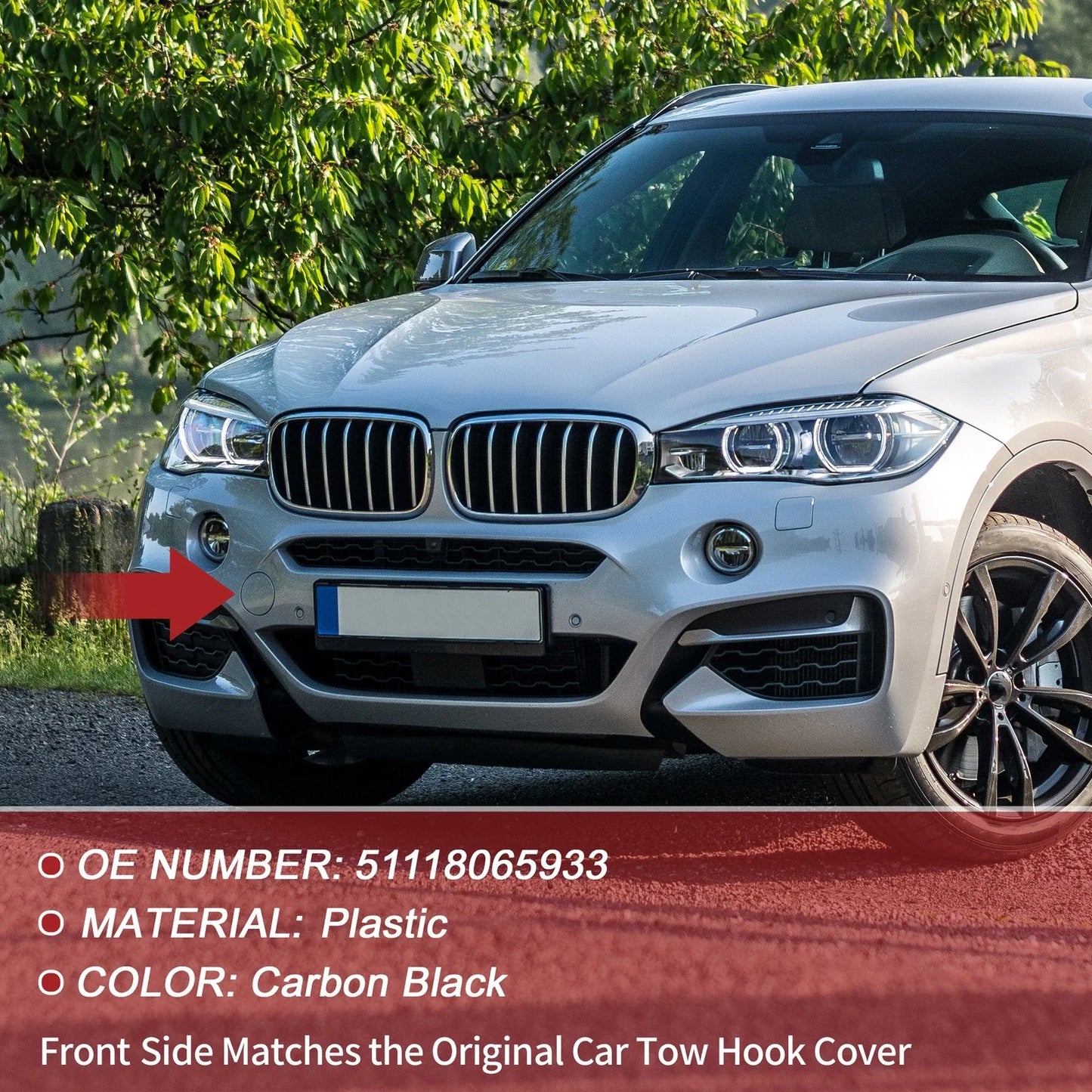 Front Tow Cover Cap for BMW X6 F16 M-Sport (2015 - 2019) Carbon Black