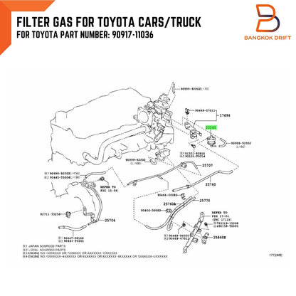 Gas Filter for Toyota Hiace, Hilux, Ute, Land Cruiser (1KD, 2KD, D4D)