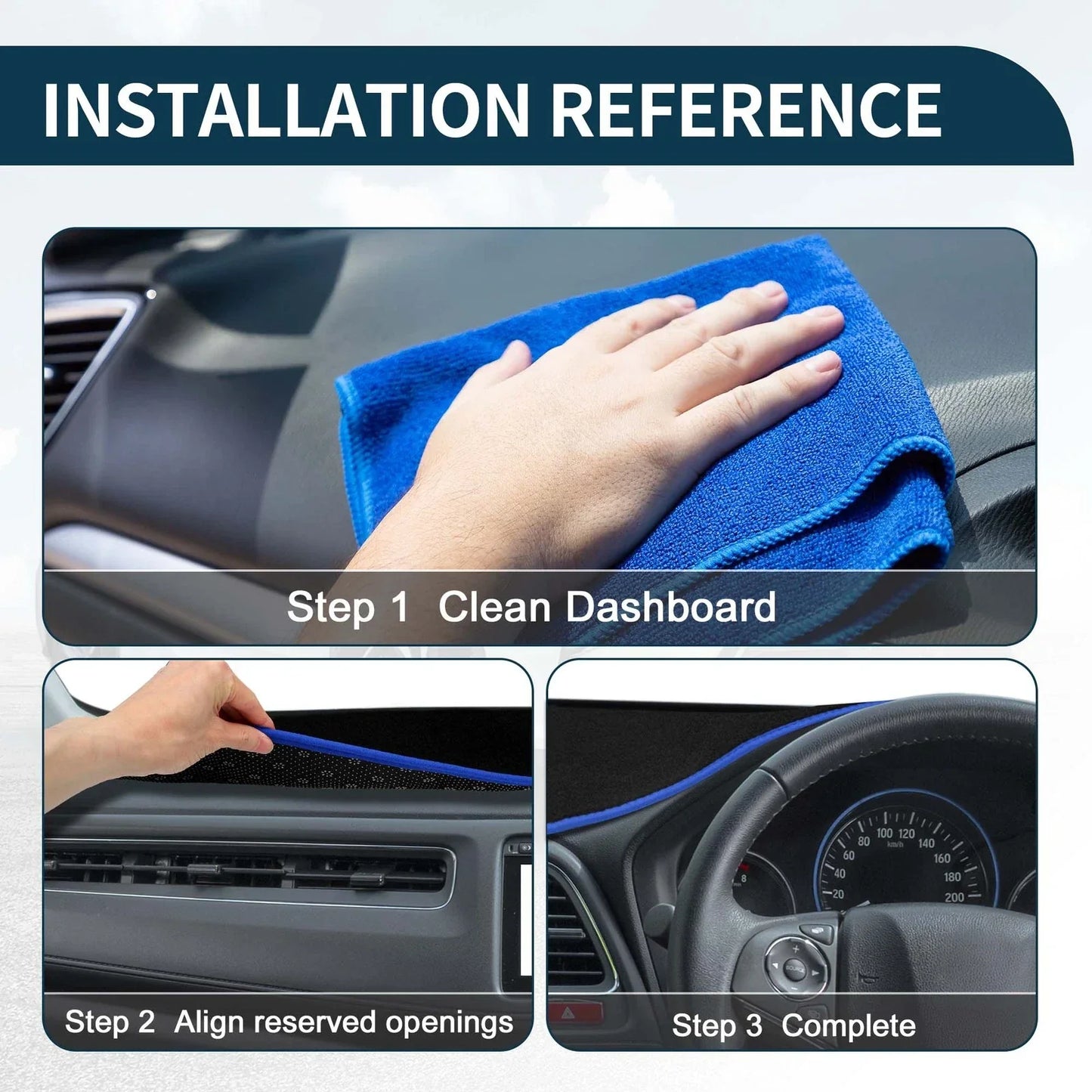 Dashboard Cover Mat for Mercedes Benz S Class W222 2014-2020 Black Blue