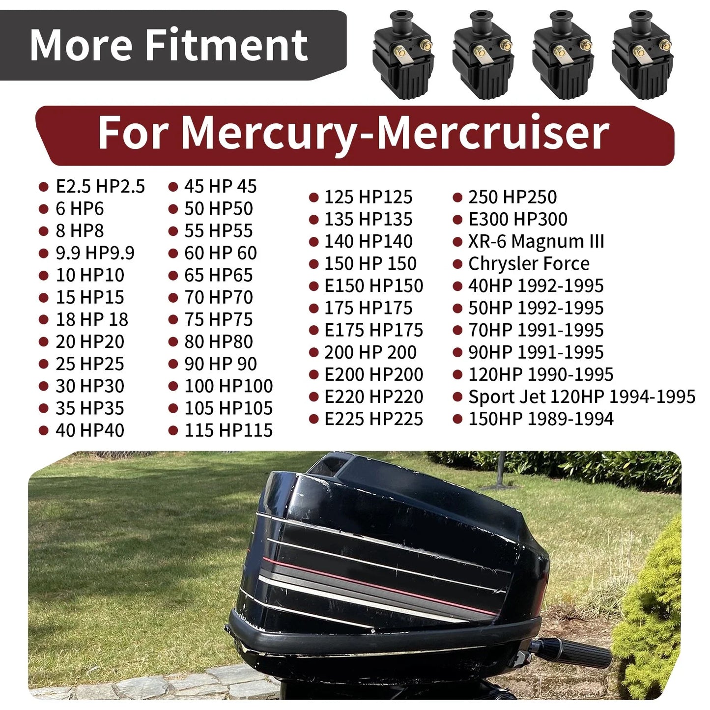 4 x Ignition Coils for Mercury & Mariner HP