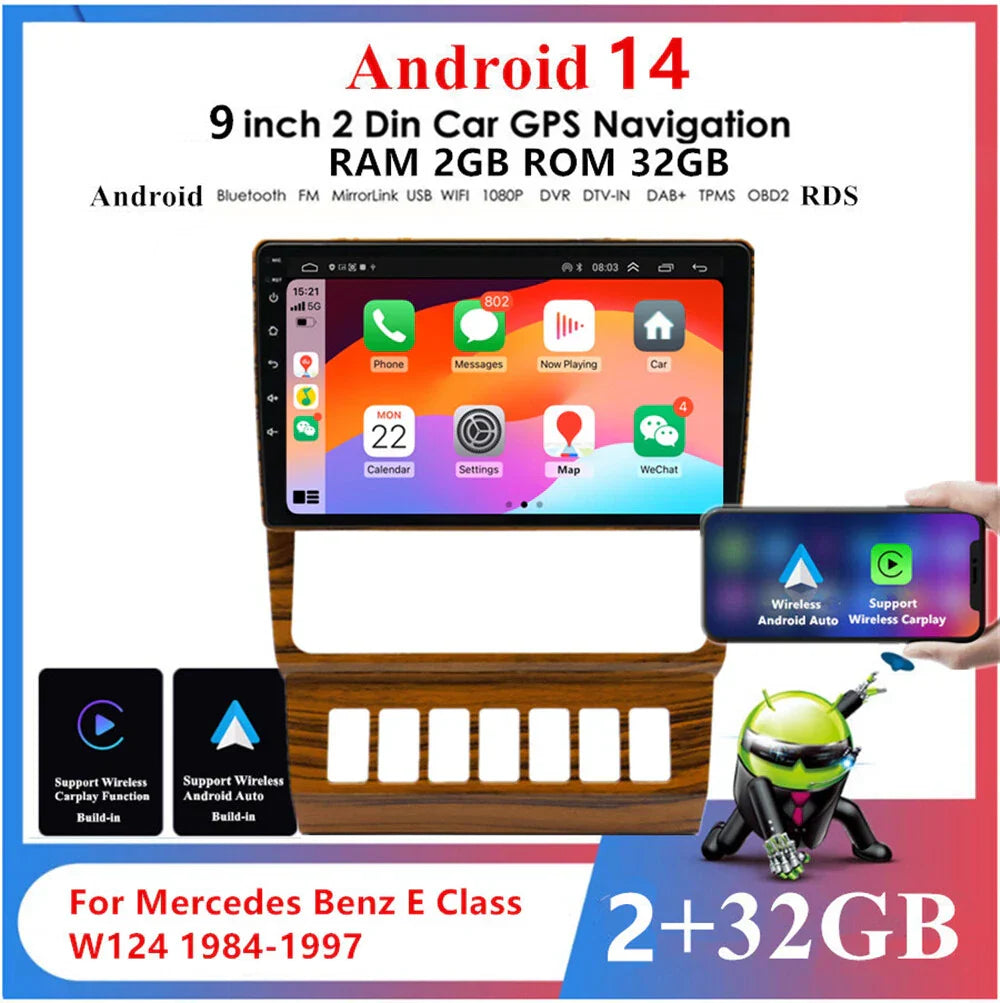 9" Android Stereo Radio GPS Navi WiFi FM for Benz E Class W124 (1993-1995)
