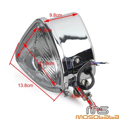 Chrome Triangle Retro Headlight for Harley Chopper Cafe Racer