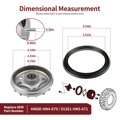 Front Brake Drum Hub & Seal 2 x for Honda Rancher 350 (2000–2006)