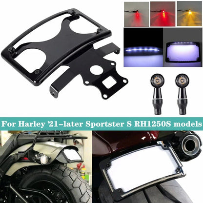 Mini LED Rear Turn Signal Lamp & License Plate Holder Frame for Sportster (21-23)