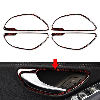4x Fire Red Interior Handle Cover Trim for Benz C GLC W205 X253 (2015-2021)