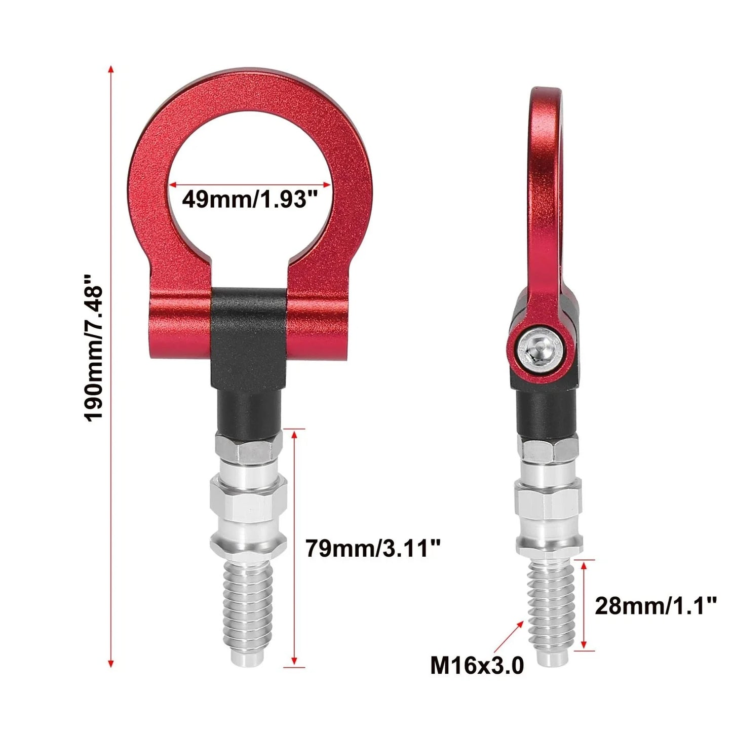 Tow Hook Red Aluminum Alloy Front Bumper Towing Eye for BMW 325i 328i 335i 550i