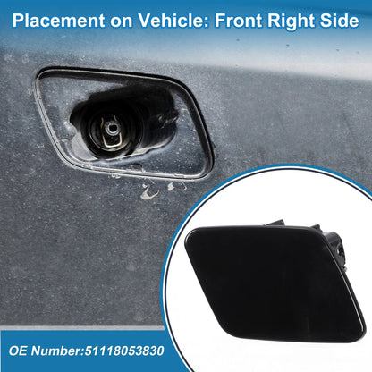 Right Side Bumper Headlight Washer Nozzle Cover Cap for BMW 1 Series Black