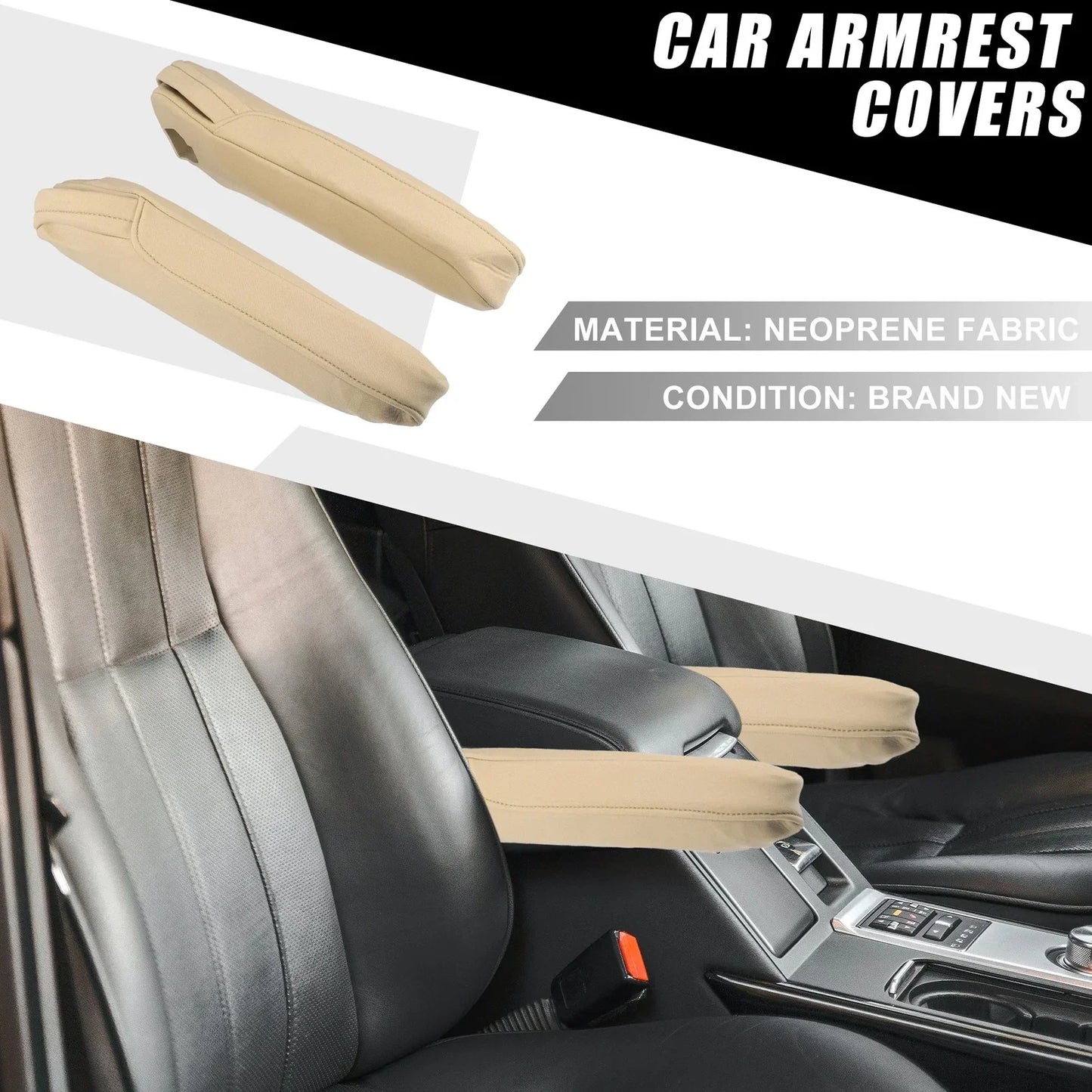 Car Armrest Covers 2 x Light Brown for Honda Odyssey (2012-2017)