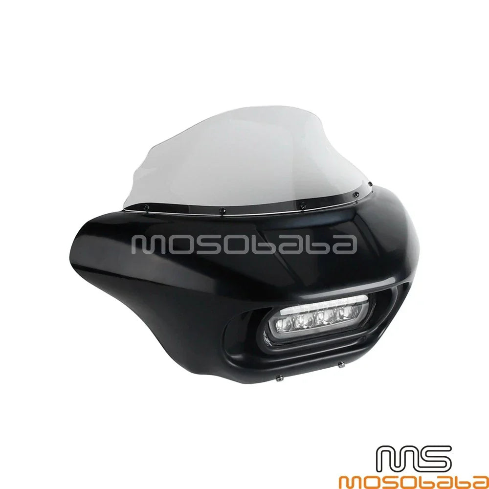 Front Fairing Windshield w/Bracket & LED Headlight for Softail Street Bob (2018-2023)