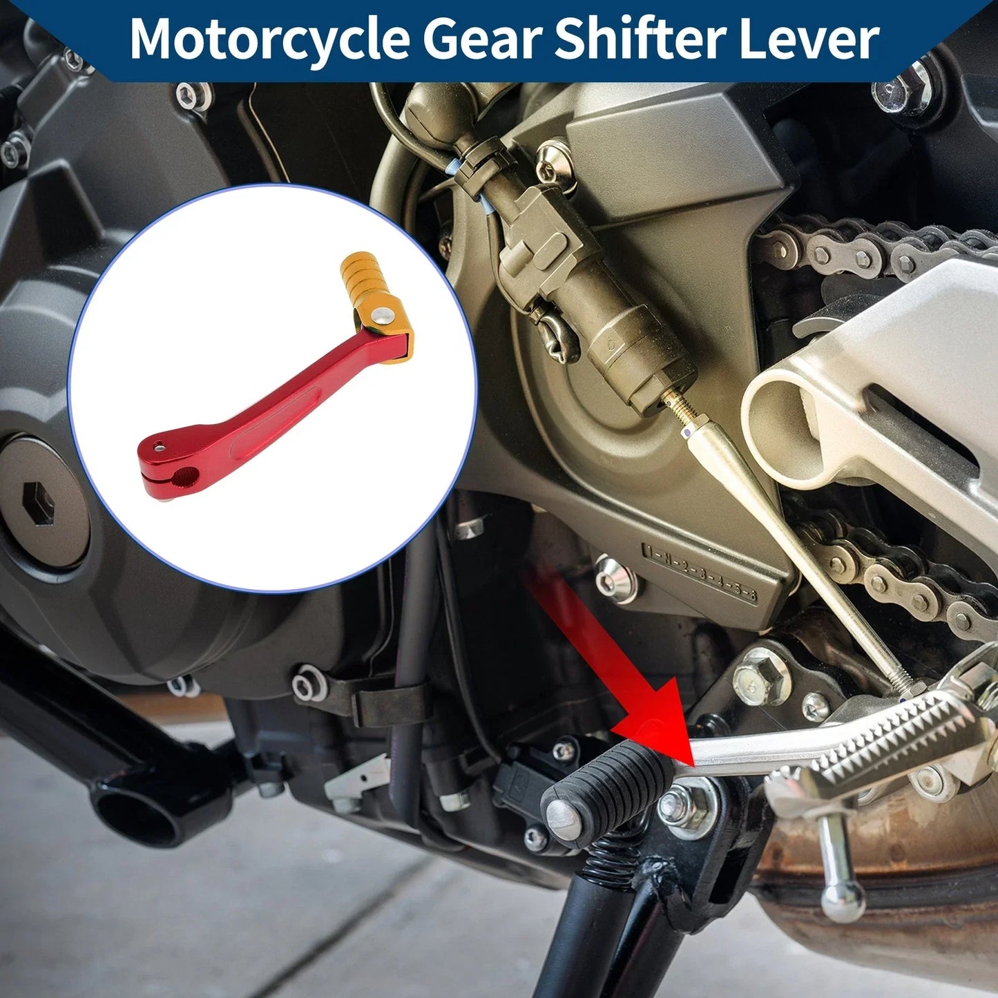 Motorcycle Gear Shifter Lever for Honda CRF150F (2003-2017) Red Gold Tone