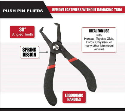 30º Offset Push Retainer Pin Pliers for Plastic Rivet Center Panel Clip