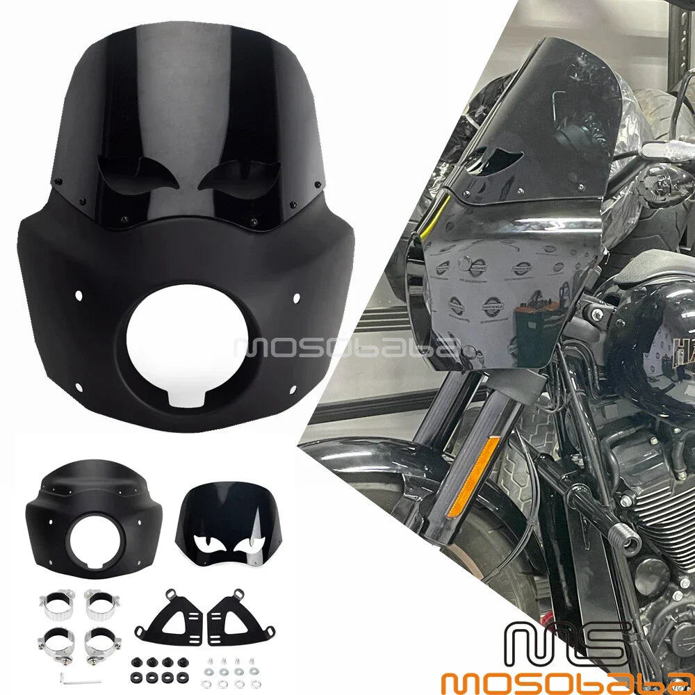 Front Headlight Fairing + Smoke Windshield for Harley Softail Street Bob (2018-2023)