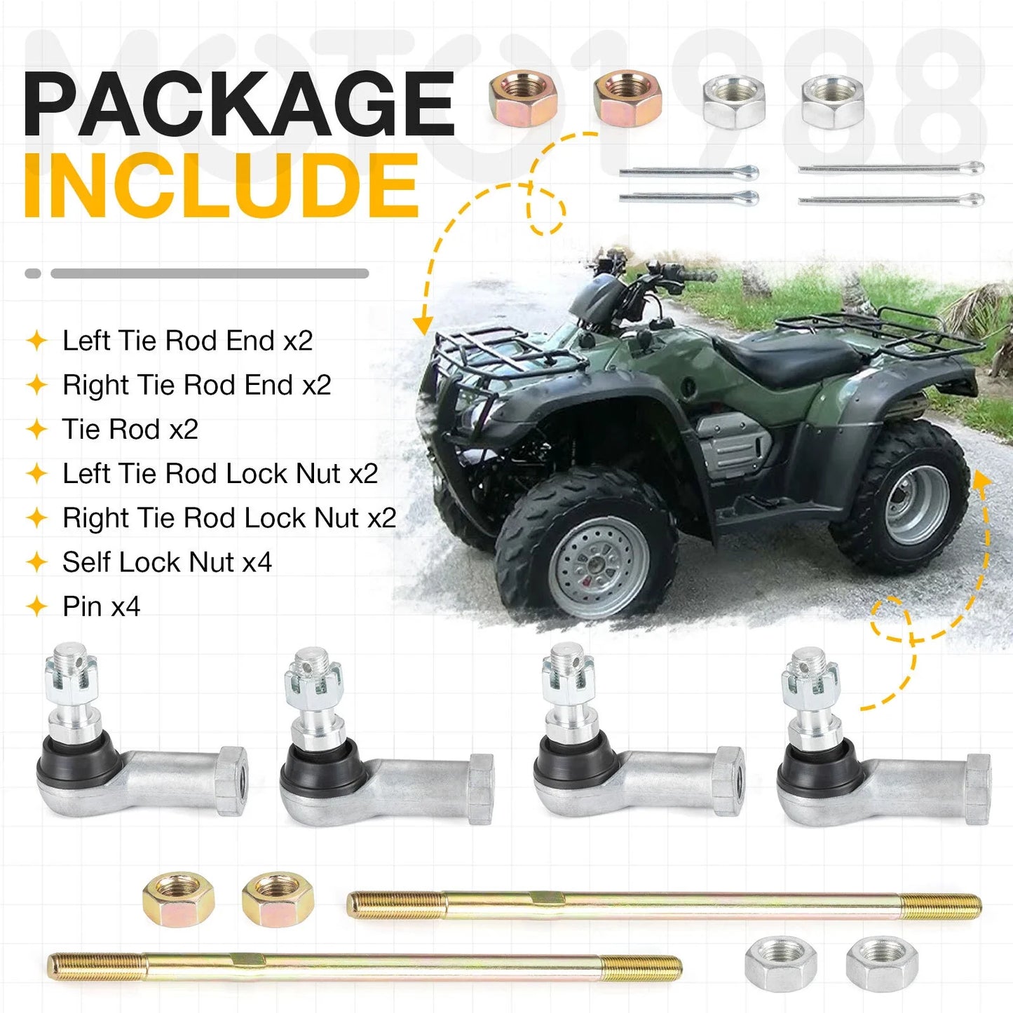 2x Tie Rods w/ End Kit 2x4 for Honda TRX350TM Rancher (2000–2006)