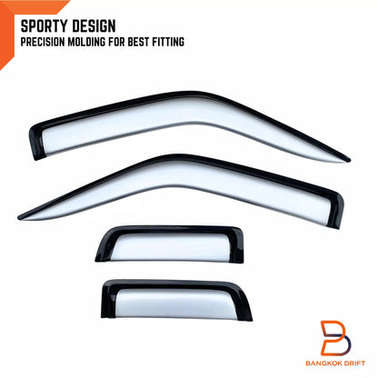 4 x Silver Visor Rain Guard Weather Shield for Toyota Hilux Ute (88-96)