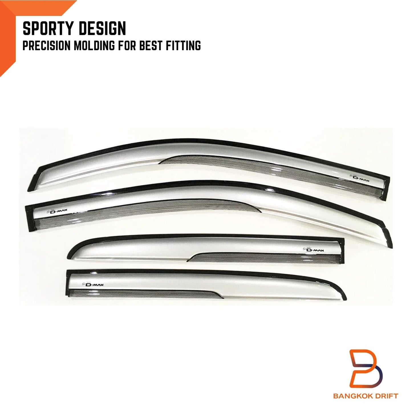 Silver Visor Rain Shield Wind Deflector for Isuzu D-Max (2012-2019)