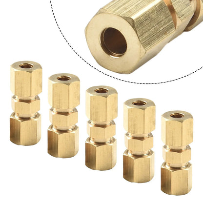 Brass Brake Line Compression Fitting Unions 3/16" OD 5pcs