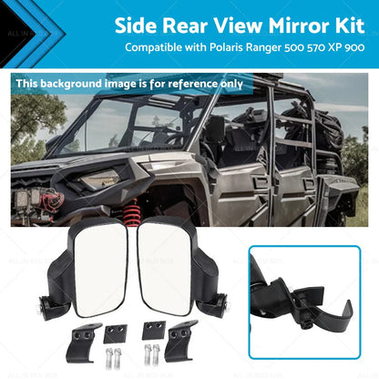 UTV Side Rear View Mirrors for Polaris Ranger 500 570 900 1000 (2013-2023)