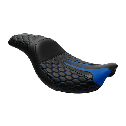 Black & Blue Driver & Passenger Seat for Harley Dyna Low Rider (2006-2017)