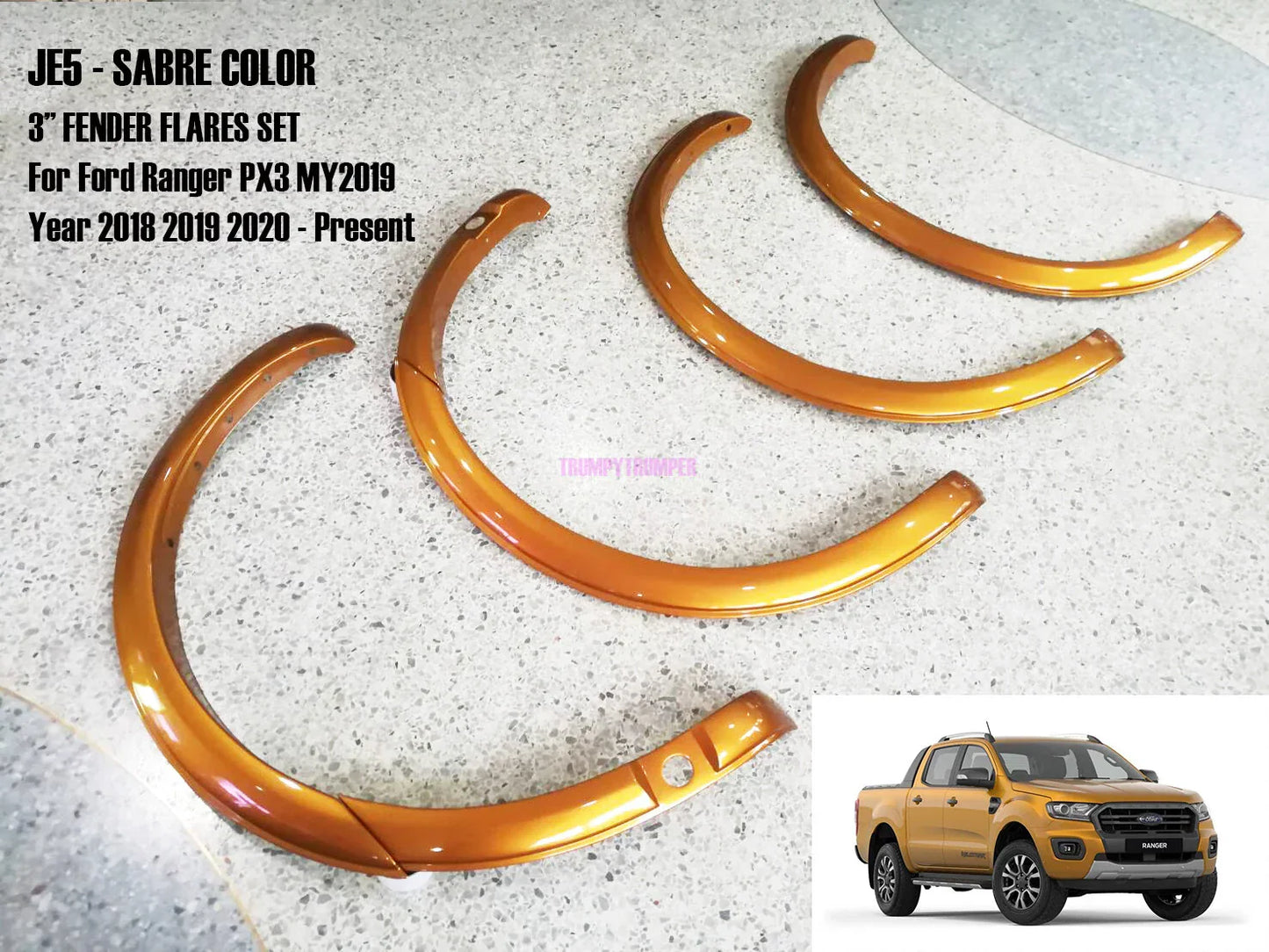 3" Slim Fender Flares Wheel Arch for Ford Ranger T6 PX3 (2018-2021)