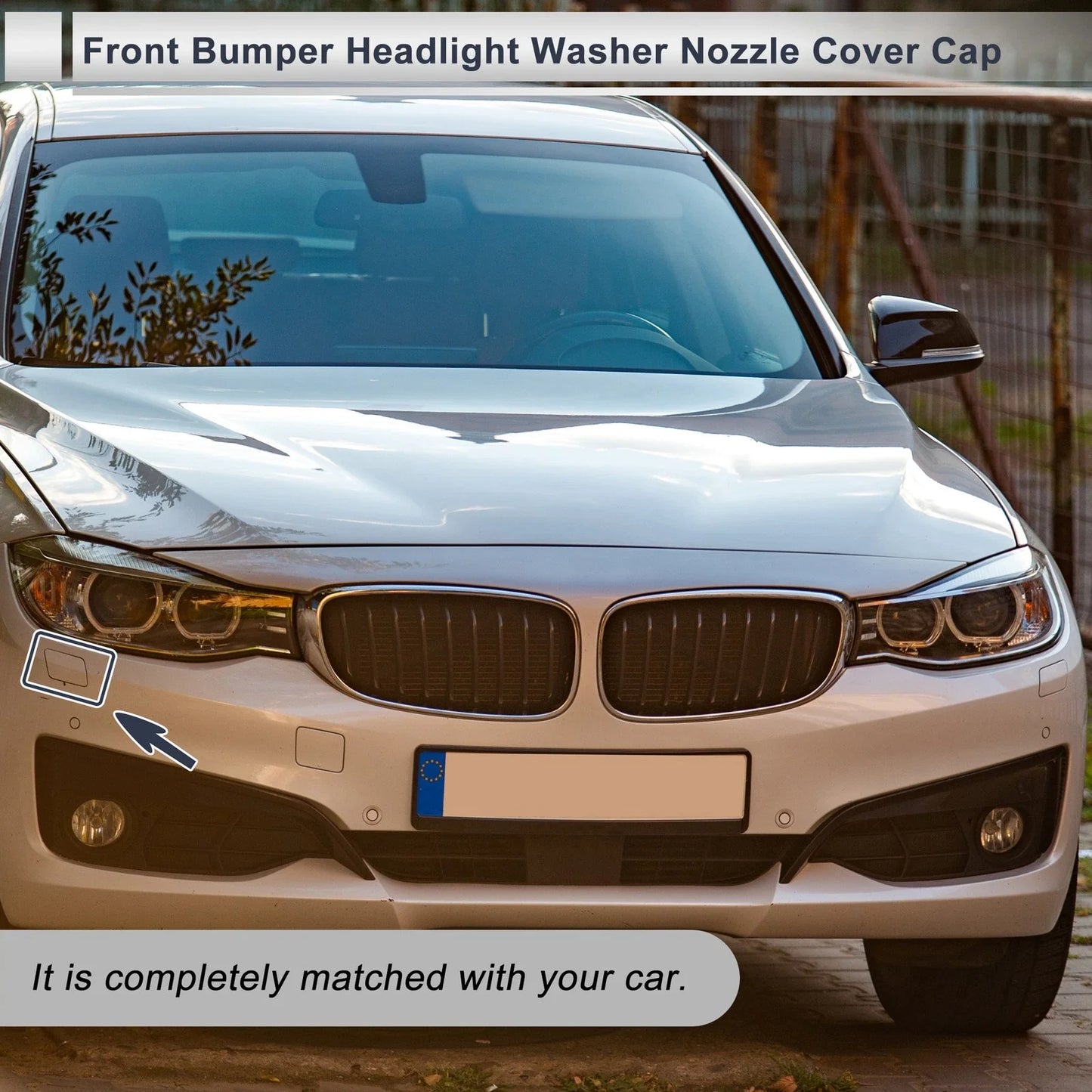 Front Right Side Bumper Headlight Washer Nozzle Cover Cap for BMW 3 Series Blue