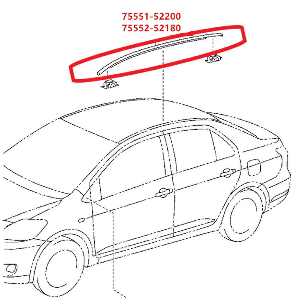 Roof Strip Moulding Trim Left & Right for 2012-2014 Toyota Yaris Hatchback