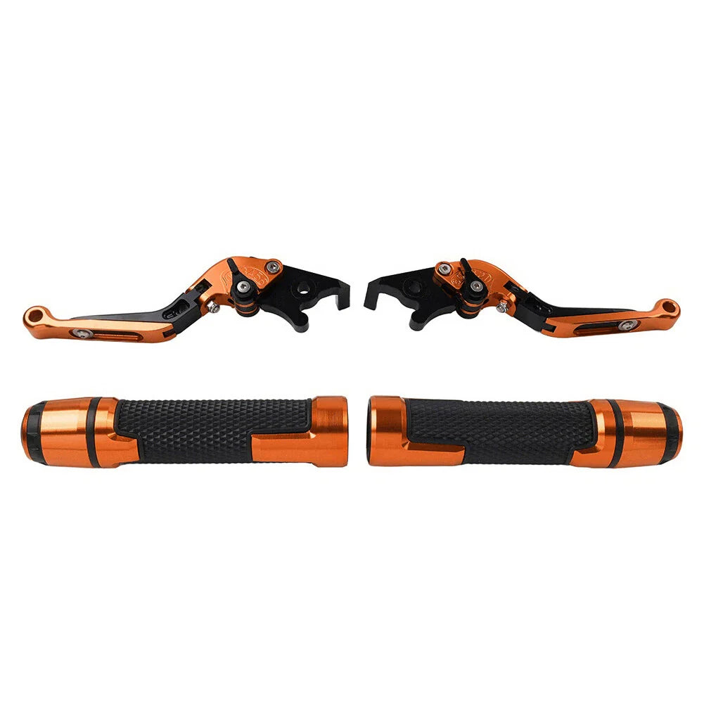 Orange Extendable Brake Clutch Levers & Handlebar Grips for Kawasaki Z1000