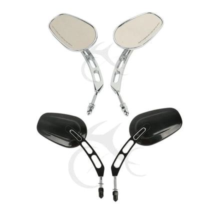8mm Black/Chrome Rearview Mirrors for Harley Fat Bob Softail Deluxe (2008-2016)