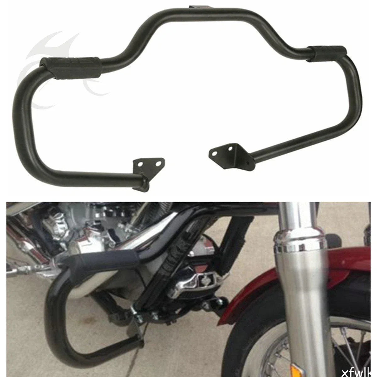 1 1/4" Black Mustache Engine Guard Crash Bar for Harley Dyna (2006-2023)
