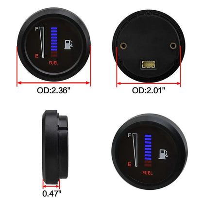 52mm 12/24V Digital Fuel Level Meter Gauge for Car Motorcycle LED Display