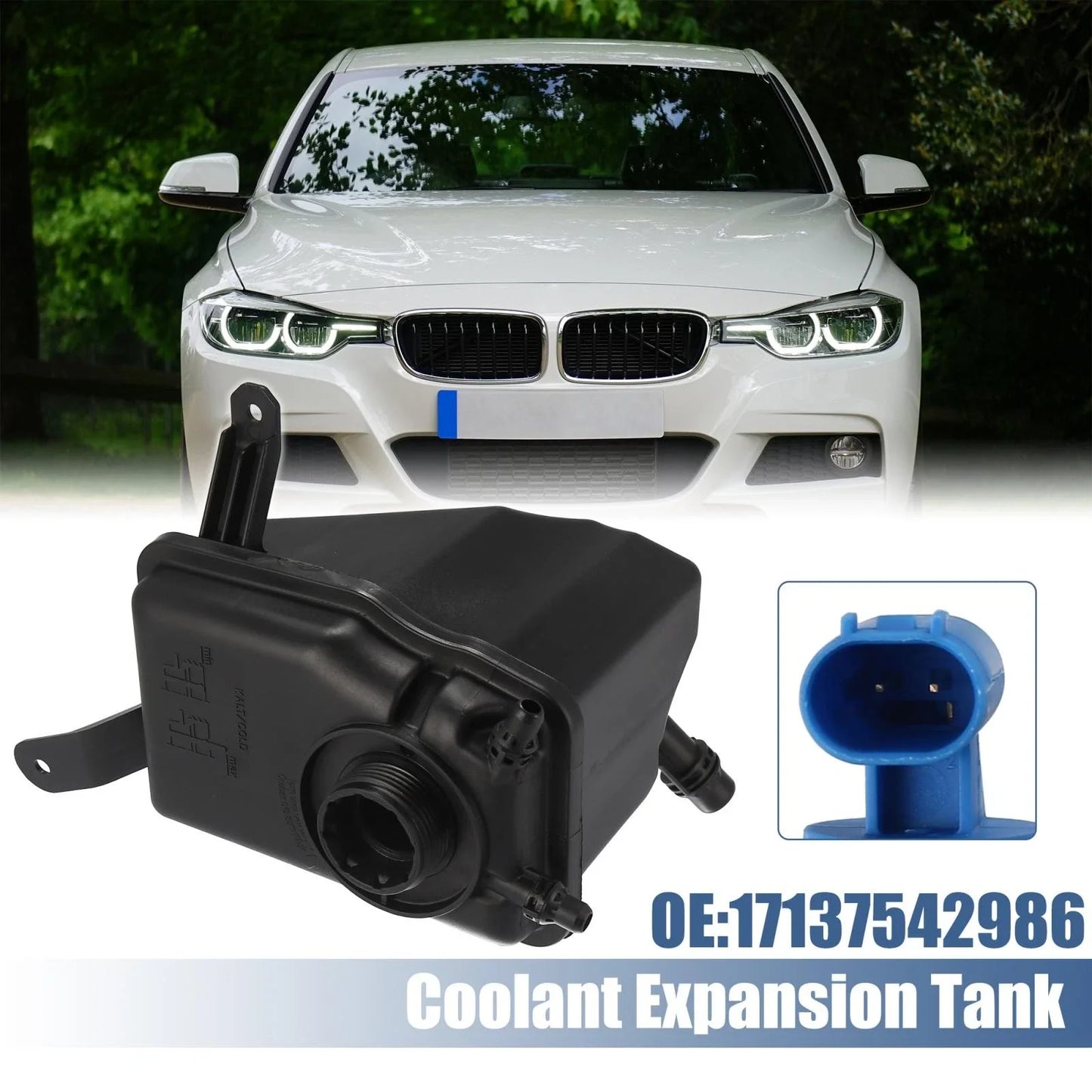 Coolant Radiator Reservoir Tank with Sensor for BMW 5 Series 6 Series