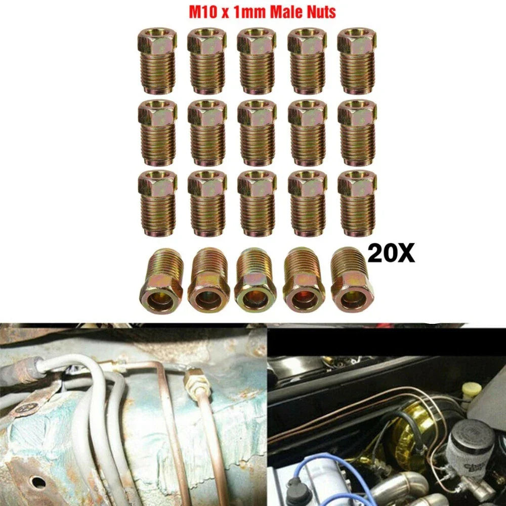 Metric Brake Line Fittings Nut End Union Male Zinc 20x for 3/16" Tube for Vehicle