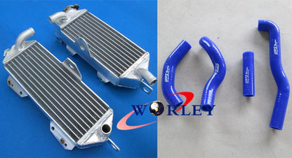 Aluminum Radiator + Blue Silicone Hose for Kawasaki KX250 (1988-1989)