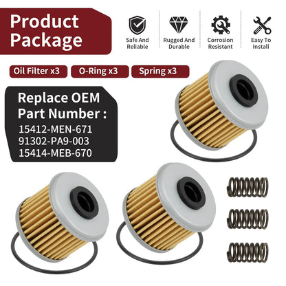 3 x Oil Filter for Honda CRF (2007–2023)