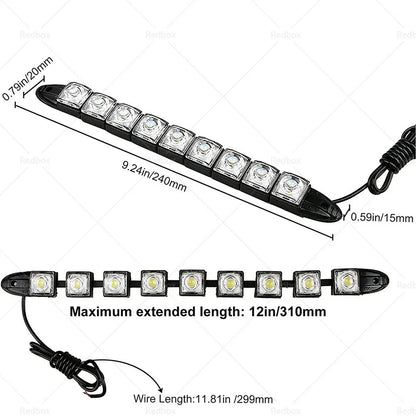 9 LED DRL Fog Lights for Car Auto Head Lamp 12V